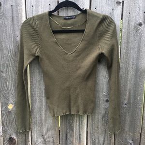 LAST DAY | Olive Green V-neck Sweater